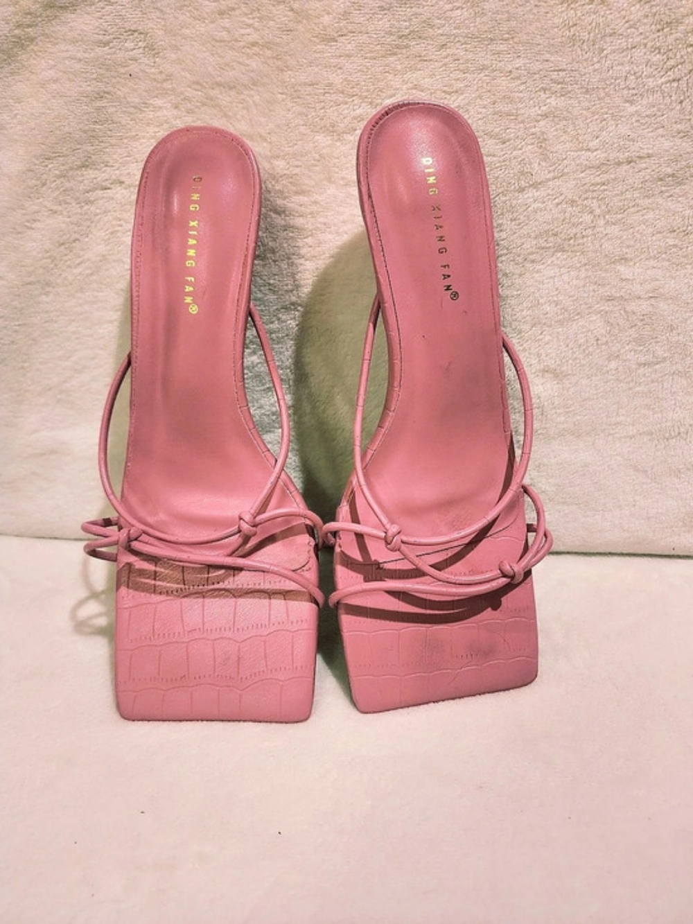 Pink Strappy Square Toe Heels EU 37